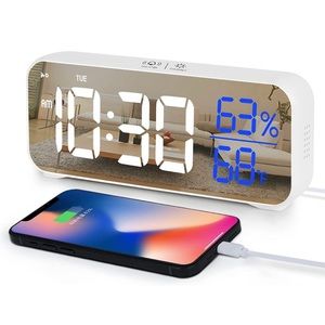 LED Digital Alarm Clock for Bedroom - 7" Large LED Display with USB Charger,Back